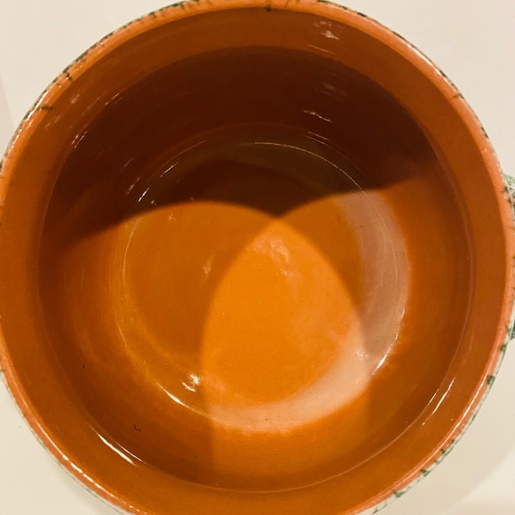 Indoor Outfitters Over And Back Teal Spongeware Bean Crock Lidded Made In Italy - Picture 6 of 9